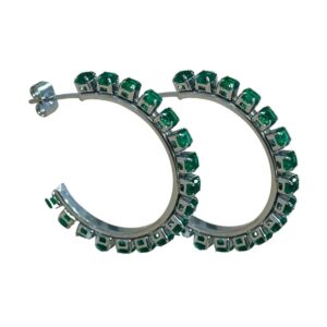 Σκουλαρίκια Maron Silver & Green